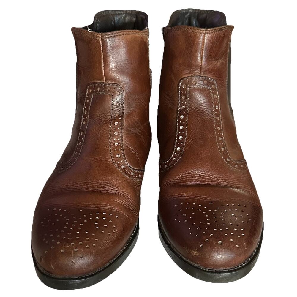 Lavorazione Artigiana Italy Made Brown Leather Western Booties Women’s Size 38